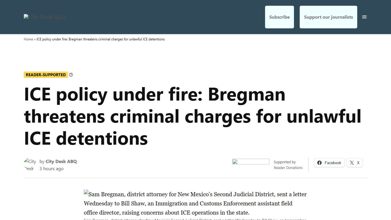 ICE policy under fire: Bregman threatens criminal charges for unlawful ICE detentions - City Desk ABQ