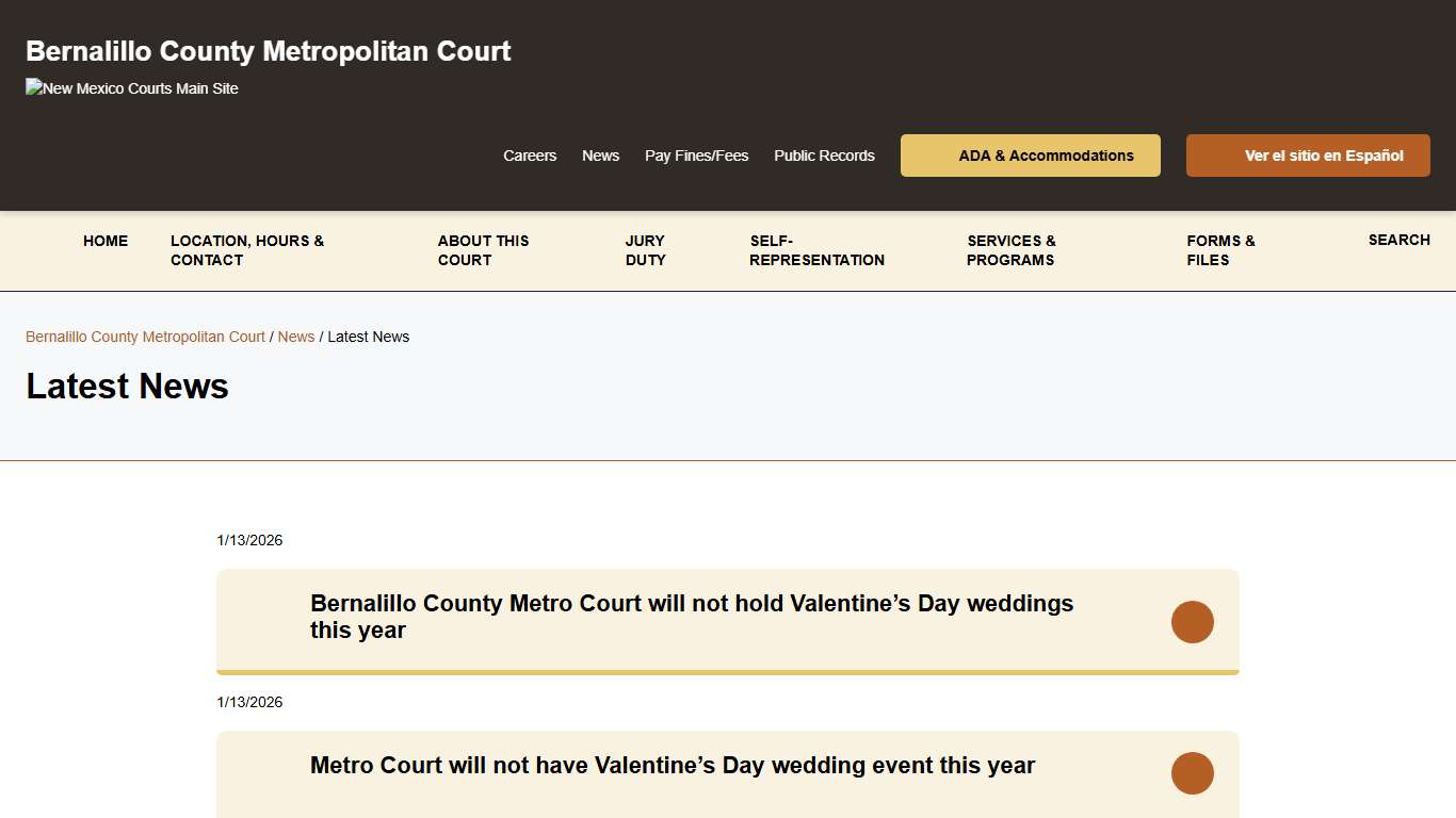 Latest News - Bernalillo County Metropolitan Court