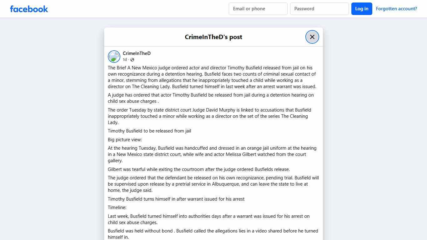 CrimeInTheD - The Brief A New Mexico judge ordered actor... Facebook